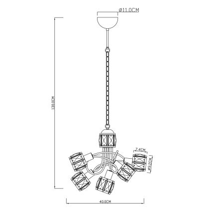 Globo - LED Ketten-Kronleuchter  5xE14/40W/230V + LED/5W