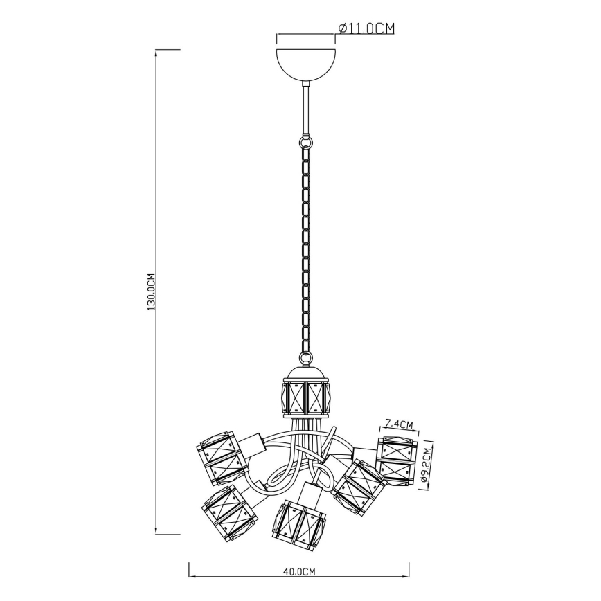 Globo - LED Ketten-Kronleuchter  5xE14/40W/230V + LED/5W