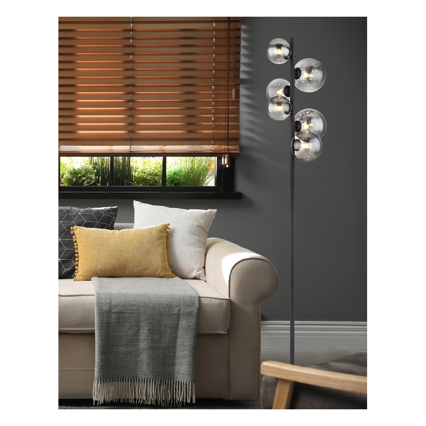 Globo - LED-Stehleuchte 6xG9/3,5W/230V rauchig/schwarz