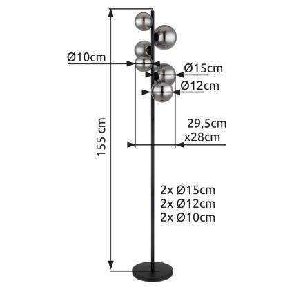 Globo - LED-Stehleuchte 6xG9/3,5W/230V rauchig/schwarz