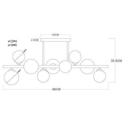 Globo - LED-Deckenleuchte an Stange 9xG9/3W/230V