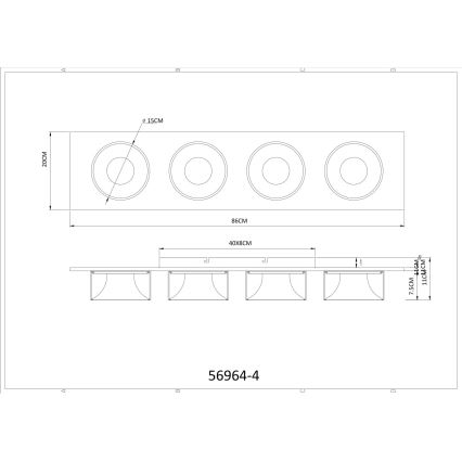 Globo - LED Deckenleuchte LED/40W/230V 3000K 86x20 cm Messing