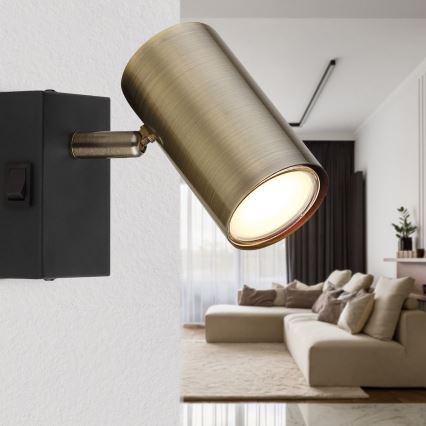 Globo - Wandleuchte Spot 1xGU10/25W/230V Schwarz/Messing