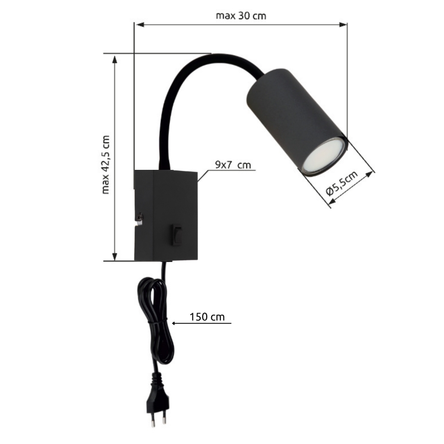 Globo - Flexible Wandleuchte 1xGU10/25W/230V schwarz