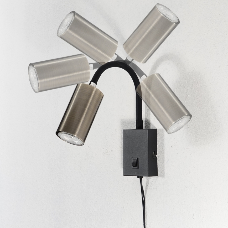 Globo - Flexibler Wandleuchte 1xGU10/25W/230V Schwarz/Messing