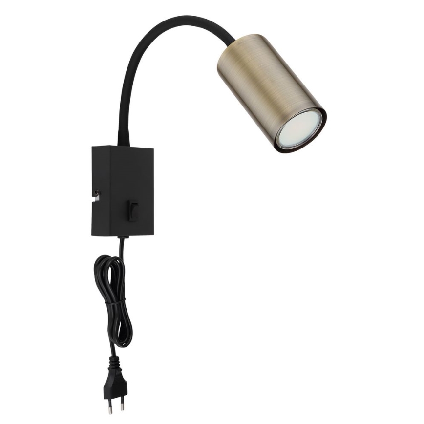Globo - Flexibler Wandleuchte 1xGU10/25W/230V Schwarz/Messing