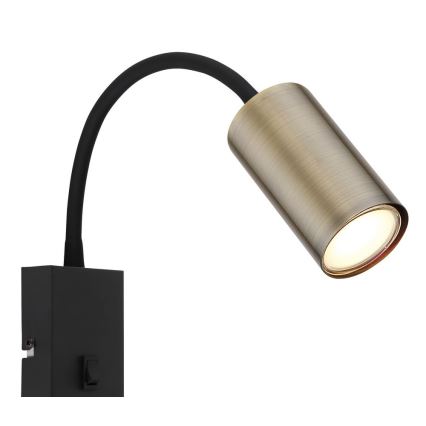 Globo - Flexibler Wandleuchte 1xGU10/25W/230V Schwarz/Messing
