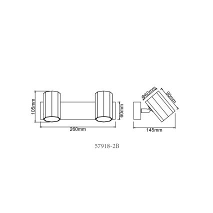 Globo - Strahler 2xGU10/25W/230V schwarz