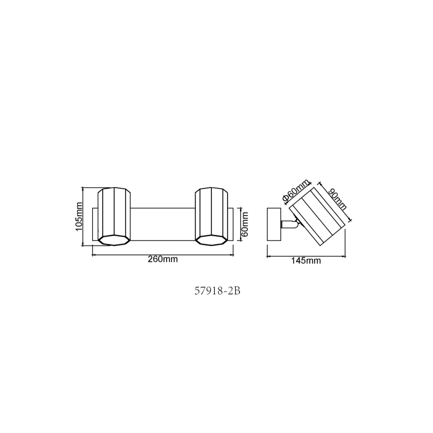 Globo - Strahler 2xGU10/25W/230V schwarz