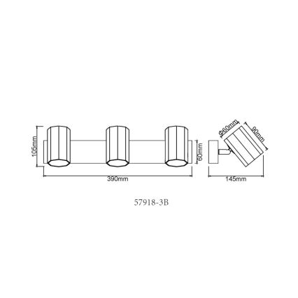 Globo - Strahler 3xGU10/25W/230V schwarz