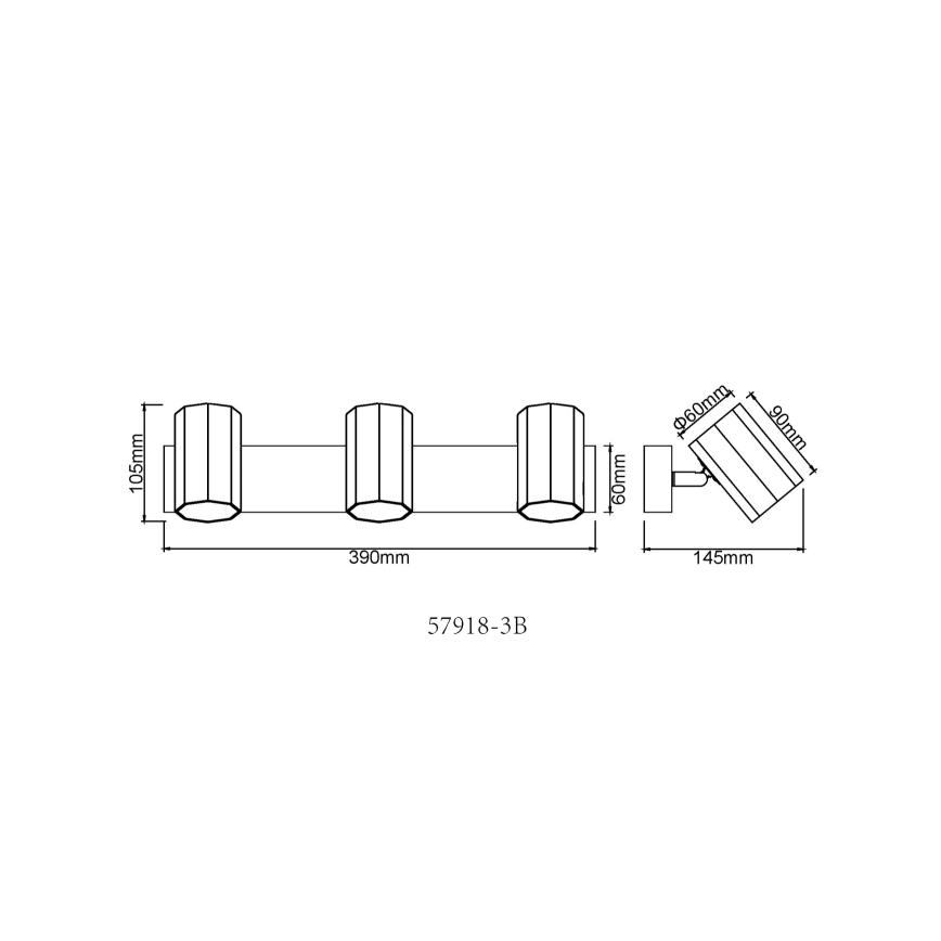 Globo - Strahler 3xGU10/25W/230V schwarz