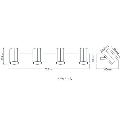 Globo - Strahler 4xGU10/25W/230V schwarz