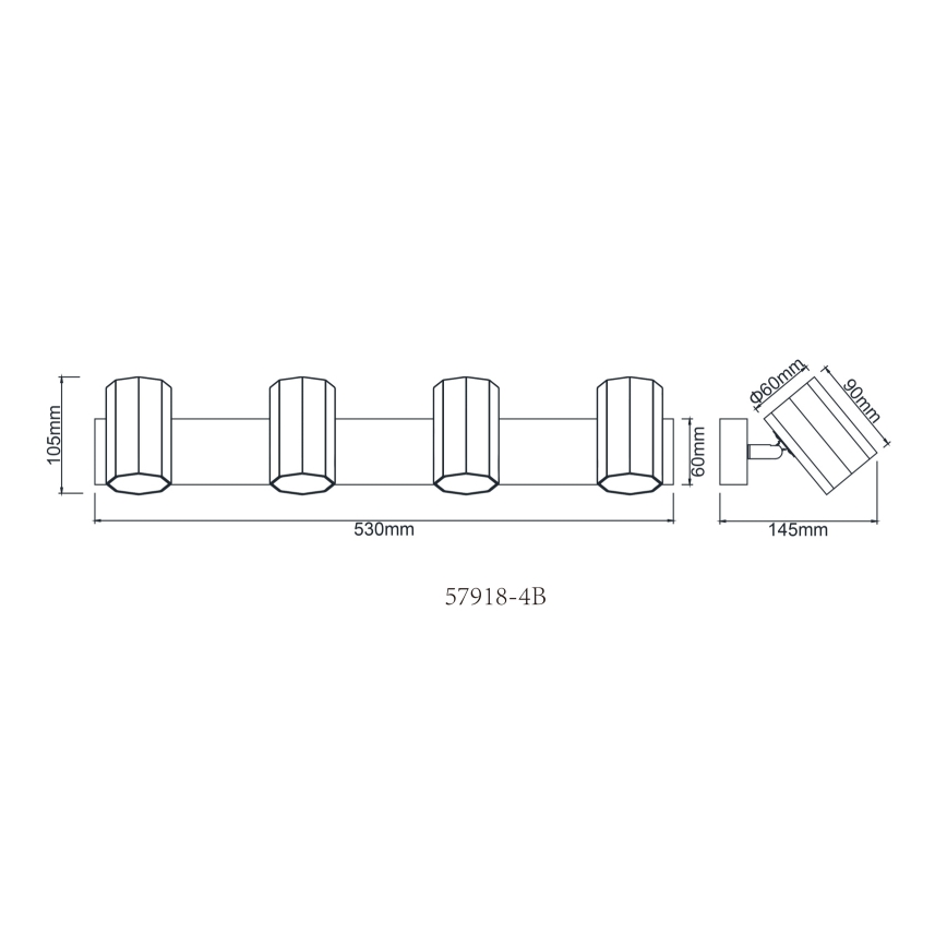 Globo - Strahler 4xGU10/25W/230V schwarz