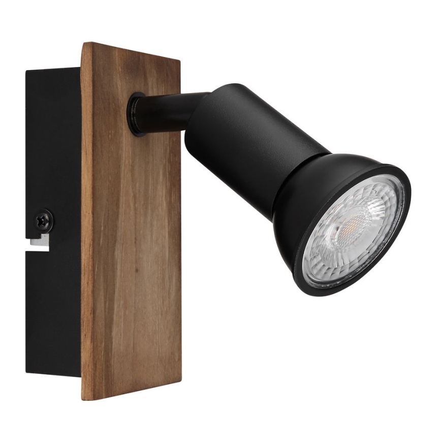 Globo - Wandleuchte mit 1xGU10/35W/230V Spot, Holz/Schwarz