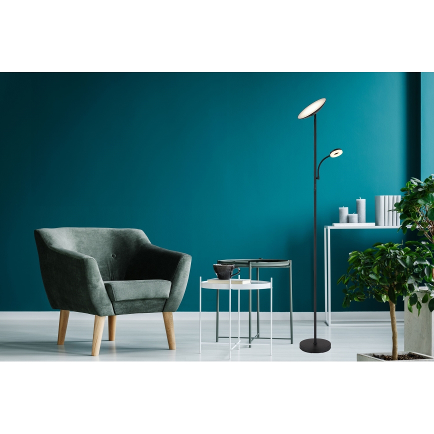 Globo - Dimmbare LED-Stehleuchte LED/20W/230V+ LED/5W 3000/4000/6500K schwarz