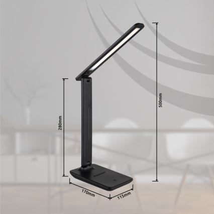 Globo - Dimmbare, aufladbare LED-Touch-Tischleuchte LED/5W/5V 2700/4000/6500K 1800 mAh schwarz