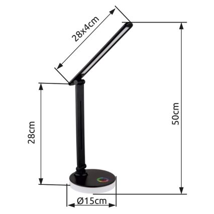 Globo - LED RGBW dimmbare Touch-Tischlampe LED/5W/230V + LED/2W 2700K/4000K/6500K schwarz