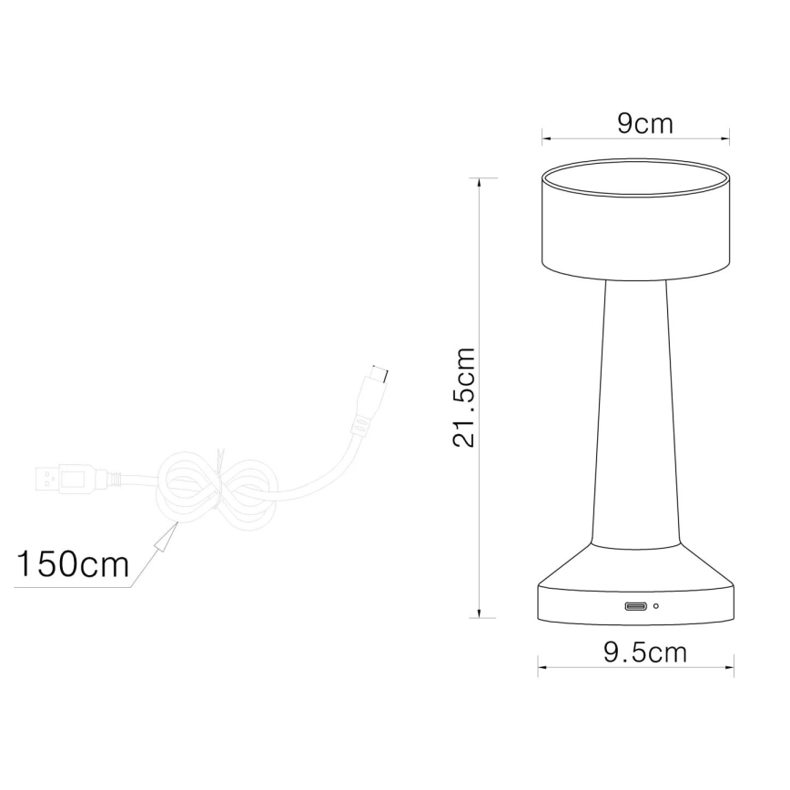 Globo - LED dimmbare Touch-Tischlampe LED/1W/3,7V 2700K/4000K/6500K 800 mAh USB schwarz