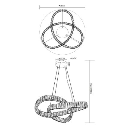 Globo - Dimmbarer LED-Kronleuchter an Aufhängung LED/110W/230V 2700-6000K d 78 cm + Fernbedienung