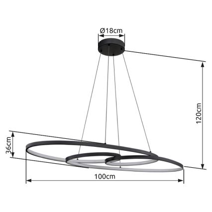 Globo - LED-Deckenleuchte an Kabel LED/39W/230V 2700/4000/6500K
