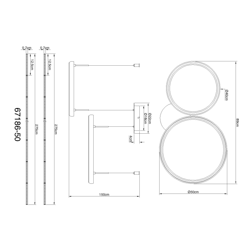 Globo - Dimmbare LED-Hängeleuchte LED/50W/230V 2700-6000K schwarz + Fernbedienung