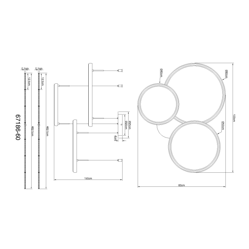 Globo - Dimmbare LED-Hängeleuchte LED/55W/230V 2700-6000K schwarz + Fernbedienung