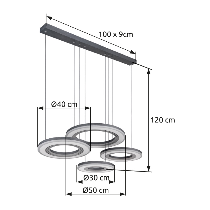 Globo - Dimmbare LED-Hängeleuchte LED/80W/230V 2700-6000K schwarz + Fernbedienung