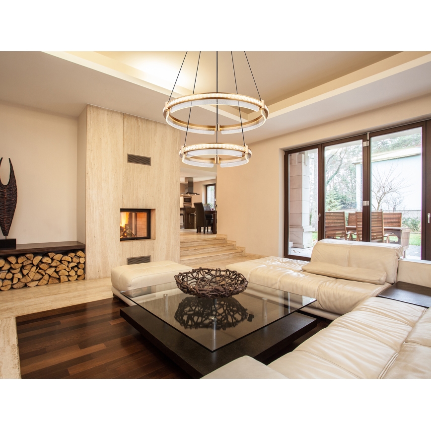 Globo - LED dimmbarer Kristall-Pendelleuchter an Kabel LED/78W/230V 2700K-6000K + Fernbedienung