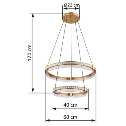 Globo - LED dimmbarer Kristall-Pendelleuchter an Kabel LED/78W/230V 2700K-6000K + Fernbedienung