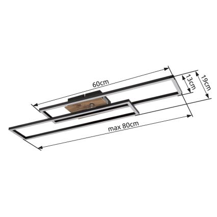 Globo - LED-Deckenleuchte LED/30W/230V 3000K 60x80 cm schwarz