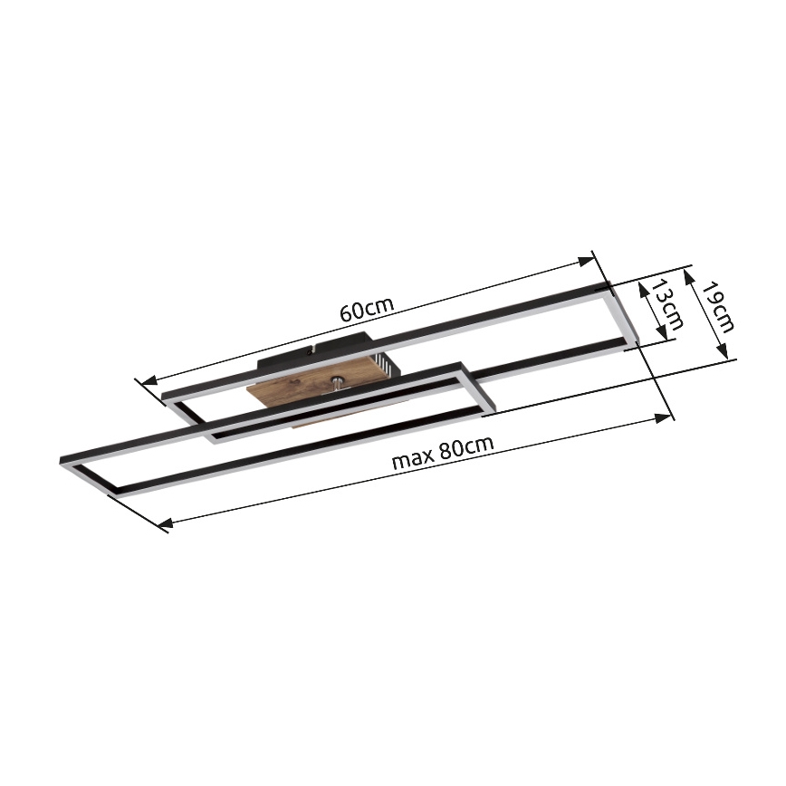 Globo - LED-Deckenleuchte LED/30W/230V 3000K 60x80 cm schwarz