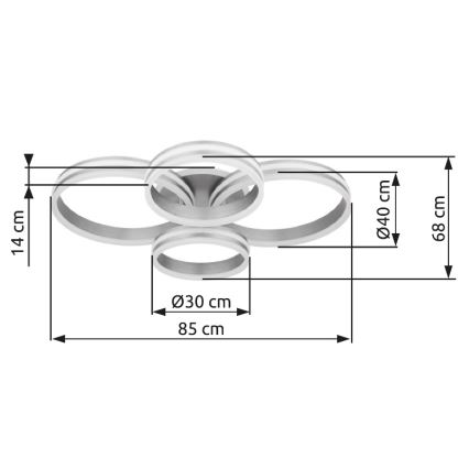 Globo - Dimmbare LED-Deckenleuchte LED/90W/230V 2700-6000K 68x85 cm + Fernbedienung