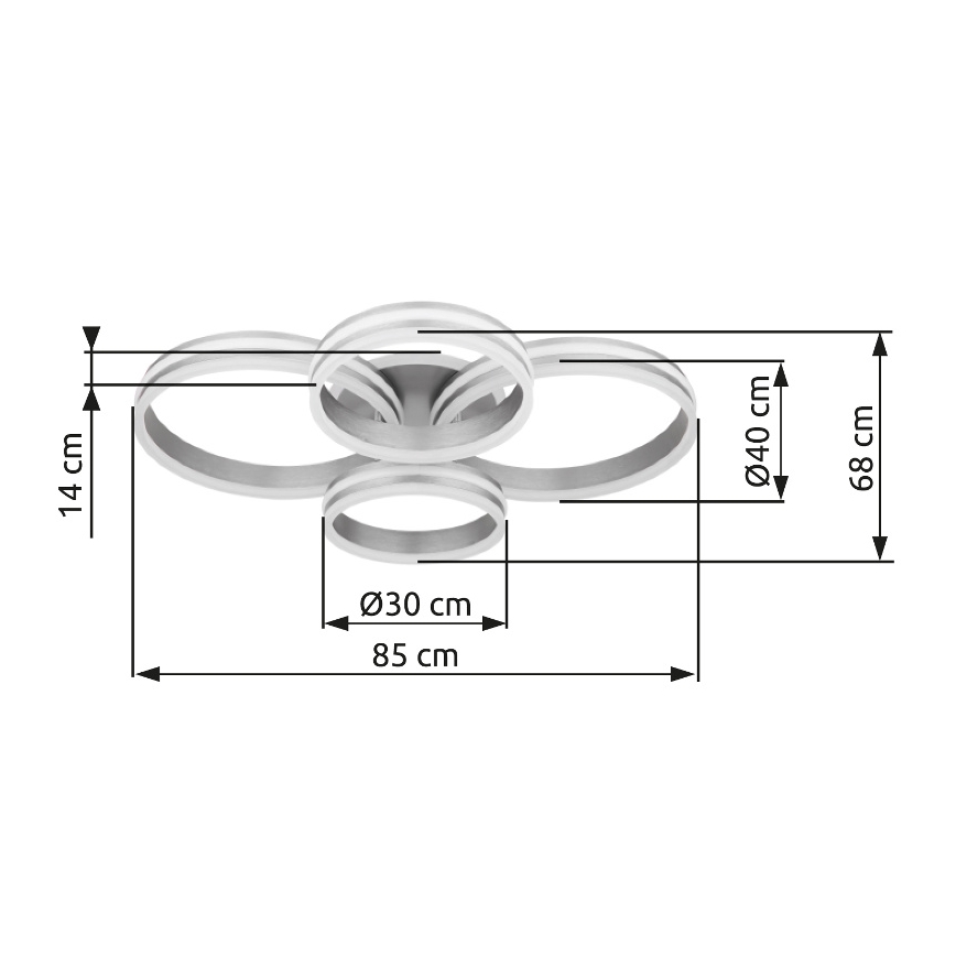 Globo - Dimmbare LED-Deckenleuchte LED/90W/230V 2700-6000K 68x85 cm + Fernbedienung