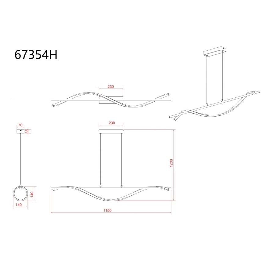 Globo - LED-Pendelleuchte mit Seilabhängung LED/30W/230V 3000K