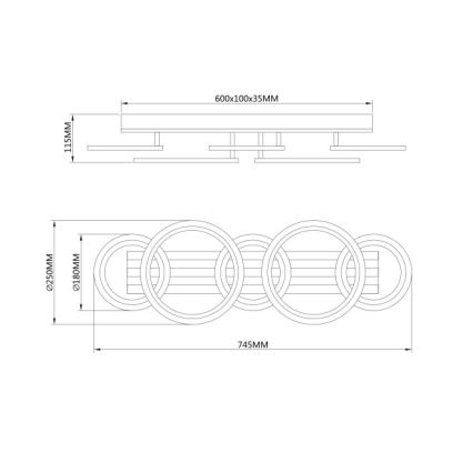 Globo - LED-Deckenleuchte LED/34W/230V 3000/4200/600K 25x74,5 cm