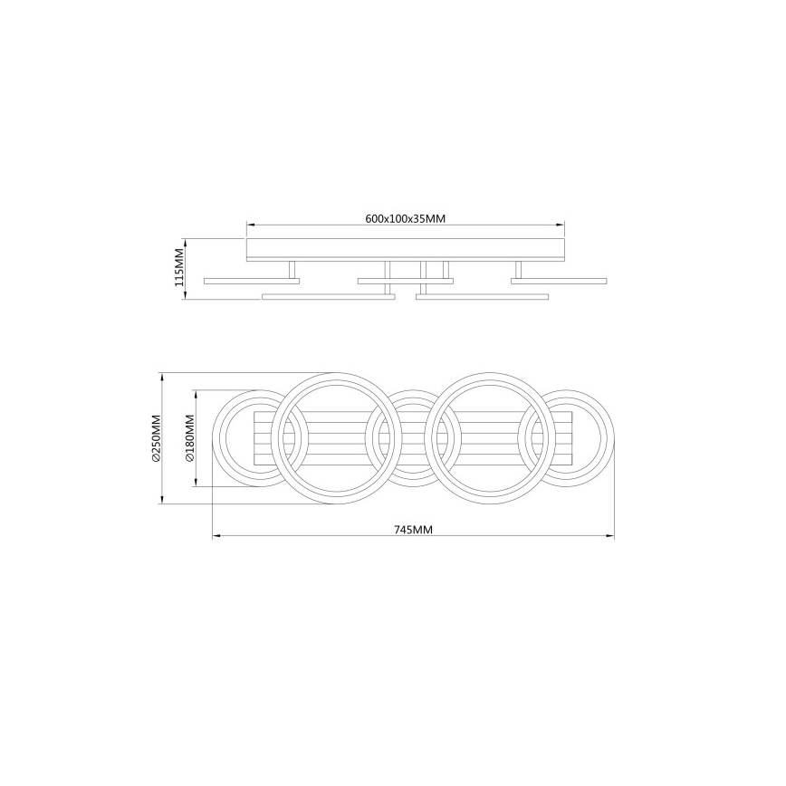 Globo - LED-Deckenleuchte LED/34W/230V 3000/4200/600K 25x74,5 cm