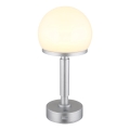Globo - Dimm- und aufladbare LED-Tischleuchte mit Touch-Funktion LED/2,5W/5V 1800mAh 2800K silbern