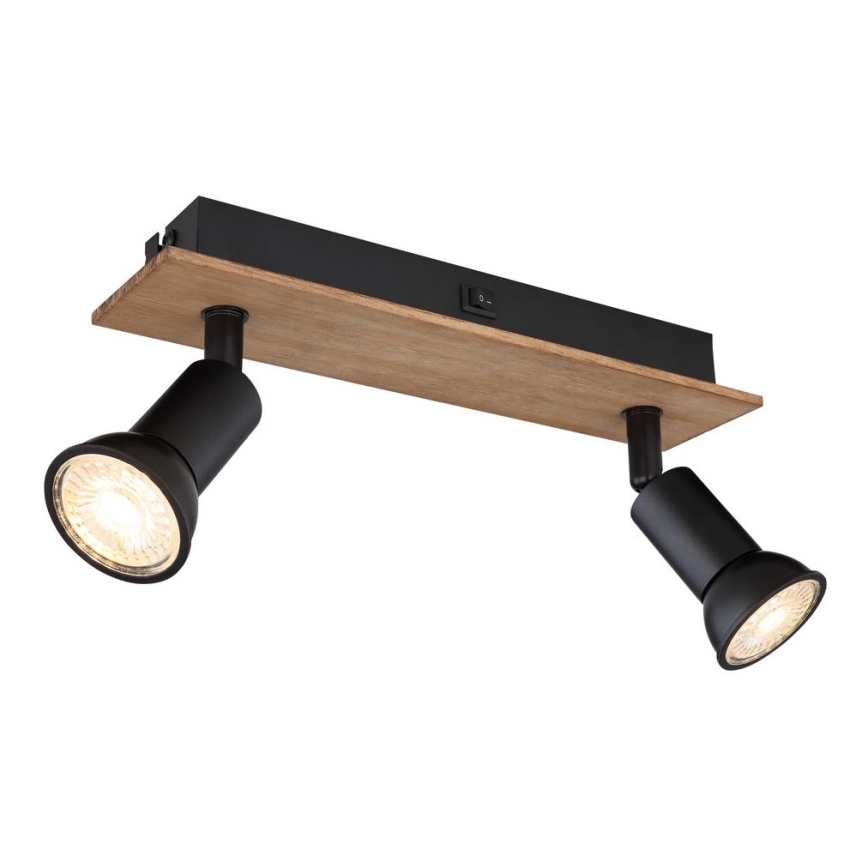 Globo - Einbauleuchte 2xGU10/35W/230V Holz/Schwarz