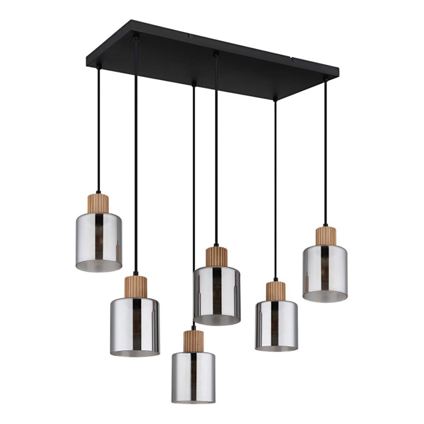 Globo - Hängeleuchte 6xE27/25W/230V schwarz