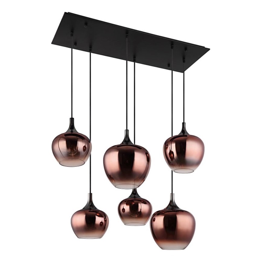 Globo - Hängeleuchte 6xE27/40W/230V braun/rauchig