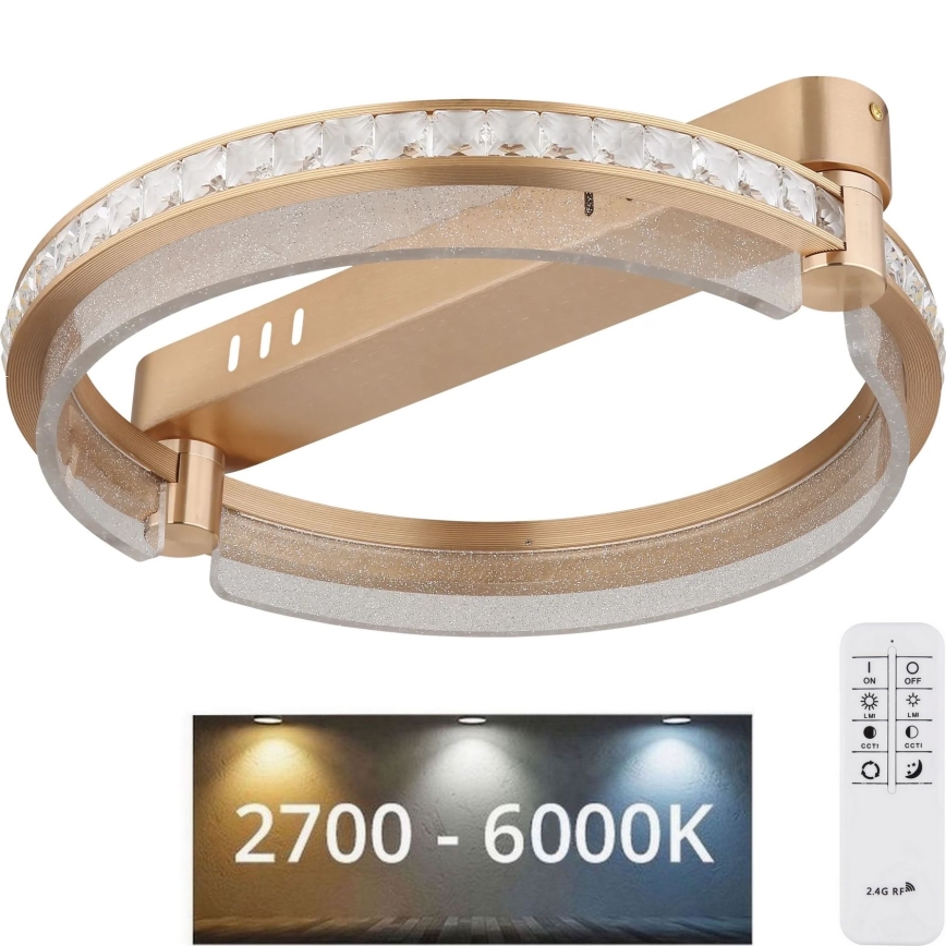 Globo - LED dimmbare Kristall-Deckenleuchte LED/36W/230V 2700K-6000K + Fernbedienung