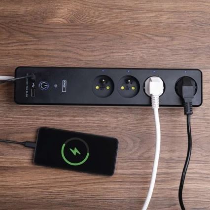 Intelligente Verlängerungsschnur mit Schalter GoSmart 4Z + 1x USB-A + 1x USB-C 2 m Wi-Fi Tuya