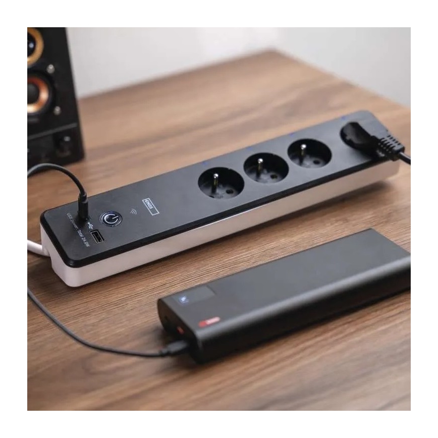 Intelligente Verlängerungsschnur mit Schalter GoSmart 4Z + 1x USB-A + 1x USB-C 2 m Wi-Fi Tuya