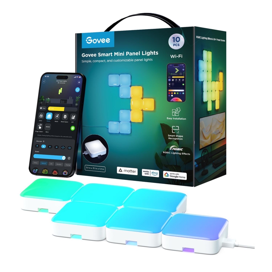 Govee - 10x Smart mini RGBIC-Panel Wi-Fi