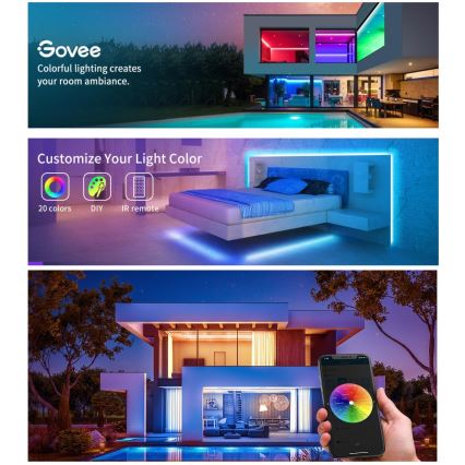 Govee - dimmbarer LED-RGB-Streifen SMART LED/36W/24V 10 m Wi-Fi