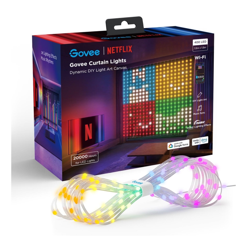 Govee - LED RGB Dimmbare Deko-Lichterkette für den Outdoor-Bereich LED/15W/230V IP65 Wi-Fi