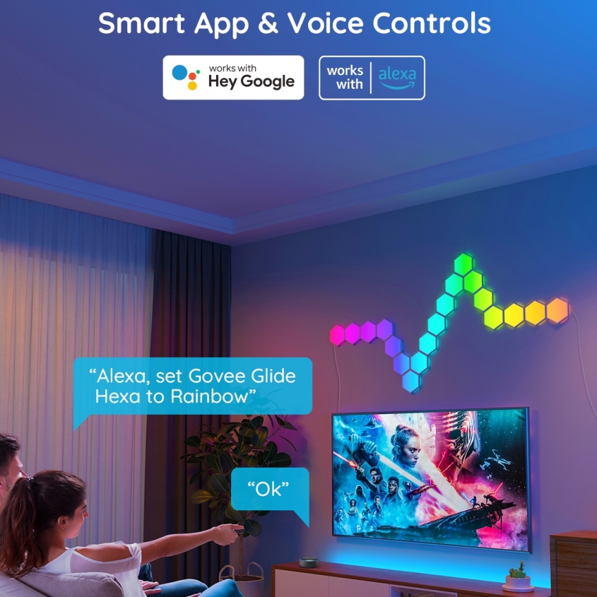 Govee - SET 10x LED RGB Dimmbares Panel LED/36W/230V Wi-Fi