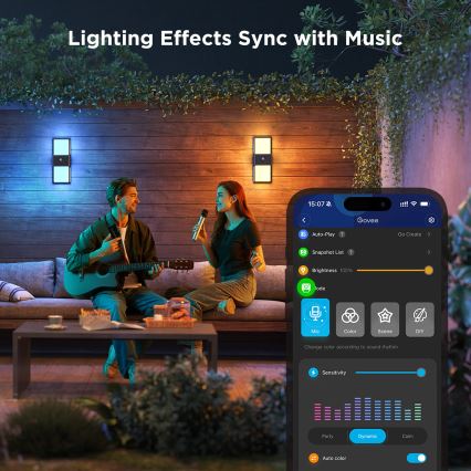 Govee - LED RGBIC Dimmbare Outdoor-Wandleuchte mit Sensor LED/230V IP65 2700-6500K Wi-Fi