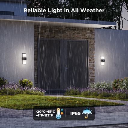 Govee - LED RGBIC Dimmbare Outdoor-Wandleuchte mit Sensor LED/230V IP65 2700-6500K Wi-Fi