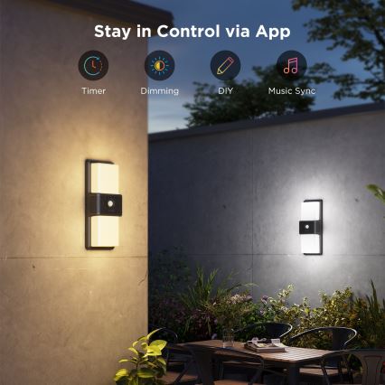 Govee - LED RGBIC Dimmbare Outdoor-Wandleuchte mit Sensor LED/230V IP65 2700-6500K Wi-Fi